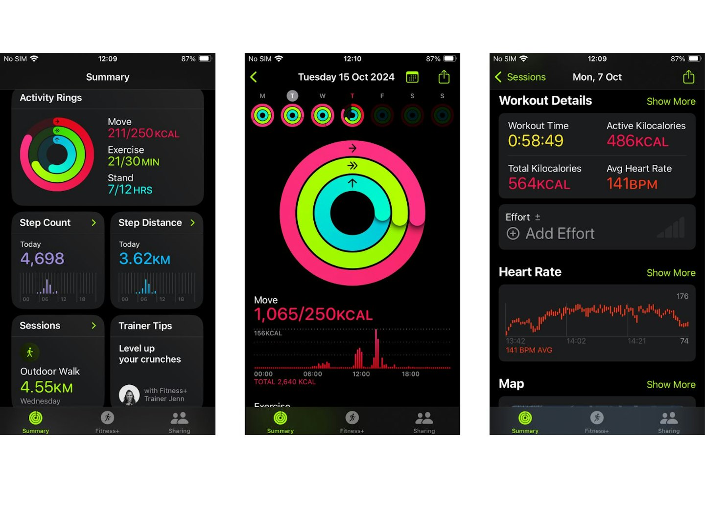 The Apple Fitness app screenshots