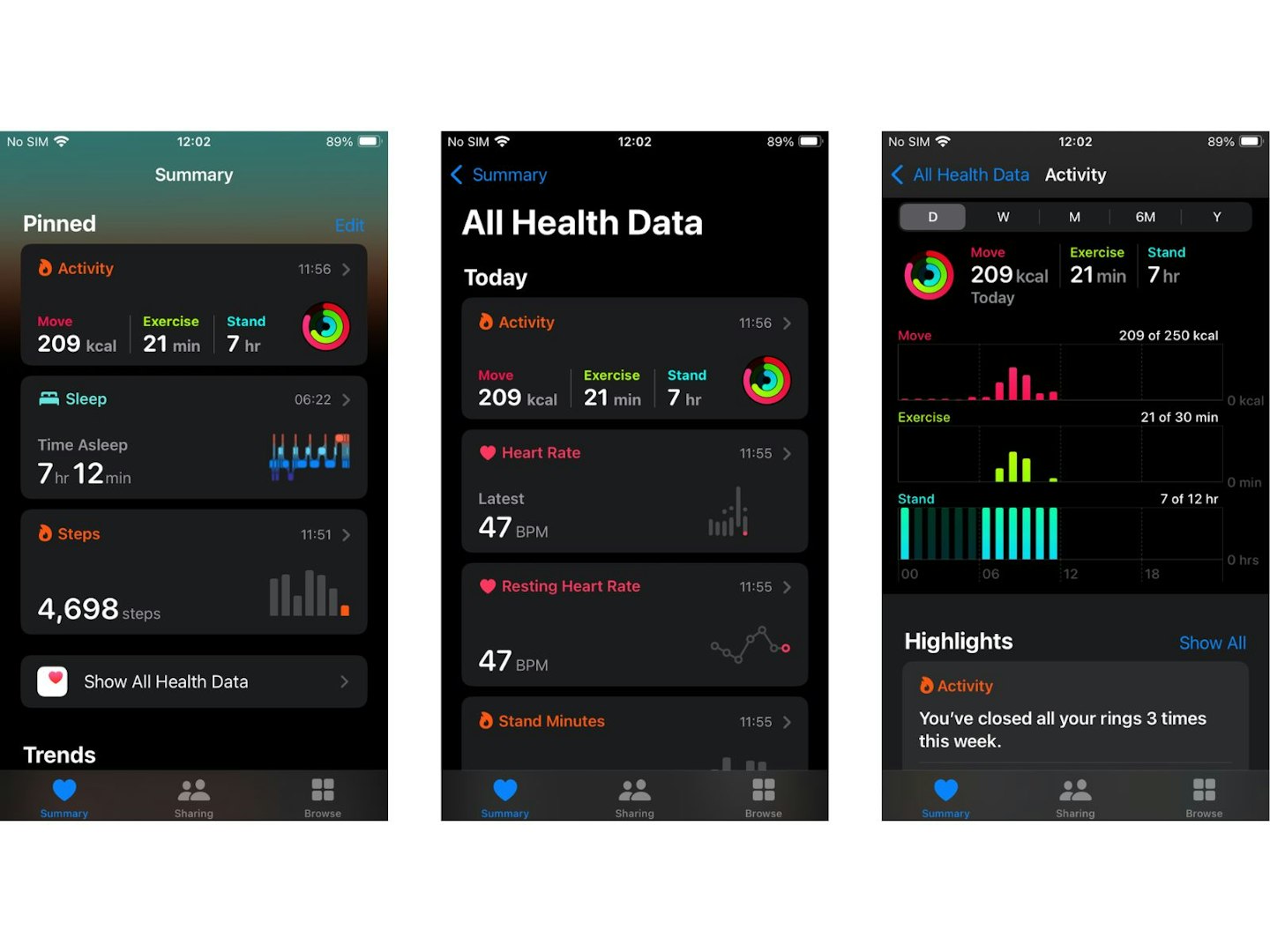 Health App screenshots