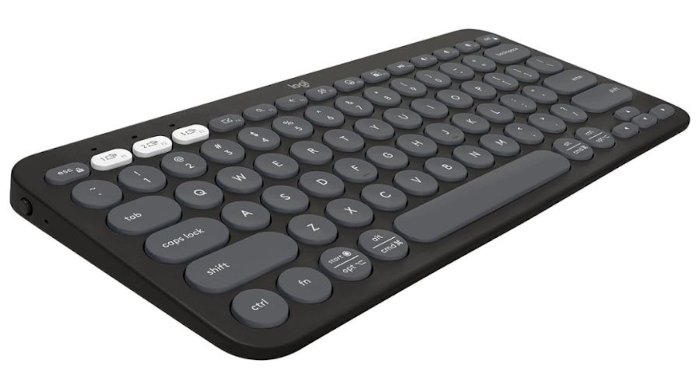 Logitech Pebble Keys 2 K380s, Multi-Device Bluetooth Wireless Keyboard with Customisable Shortcuts,Slim and Portable,Easy-Switch for Windows/macOS/iPadOS/Android/Chrome OS, QWERTY UK Layout, Graphite