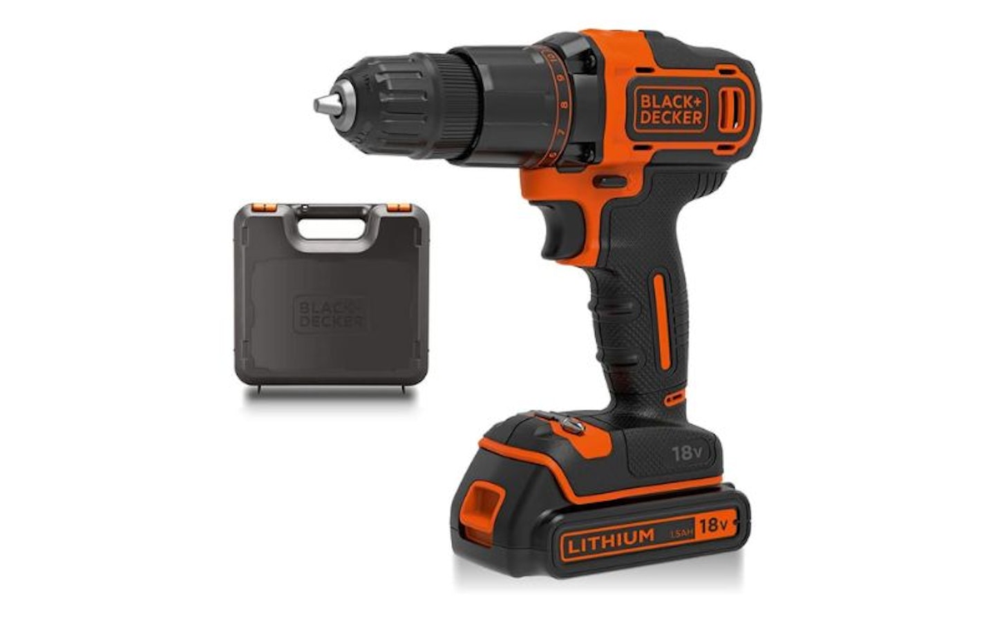 BLACK+DECKER 18 V Cordless 2-Gear Combi Hammer Drill Power Tool with Kitbox