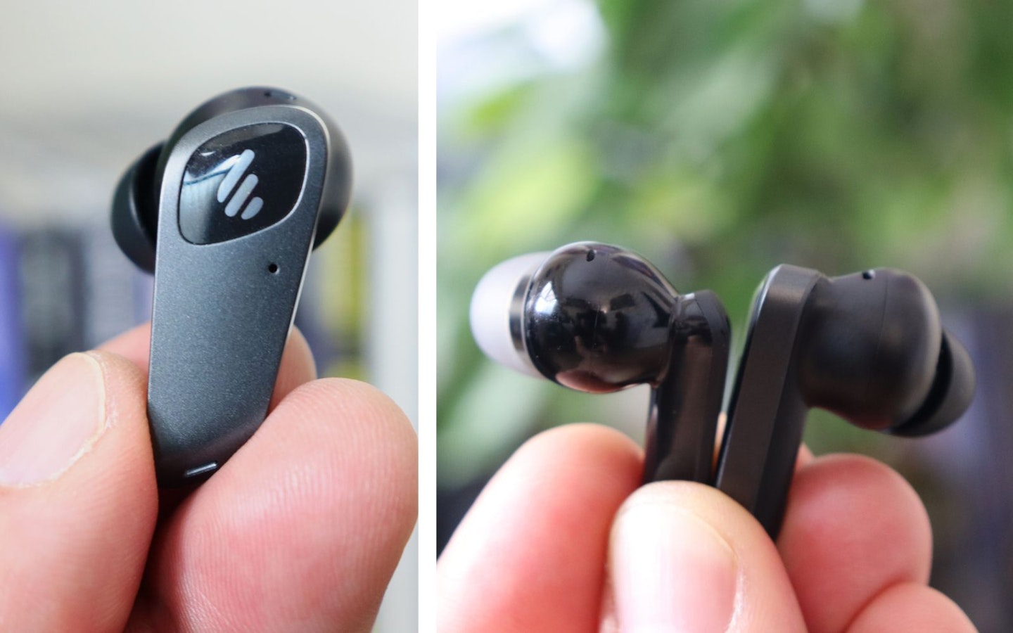 Edifier NeoBuds Planar earbuds and NeoBuds Pro 2 earbud next to each other