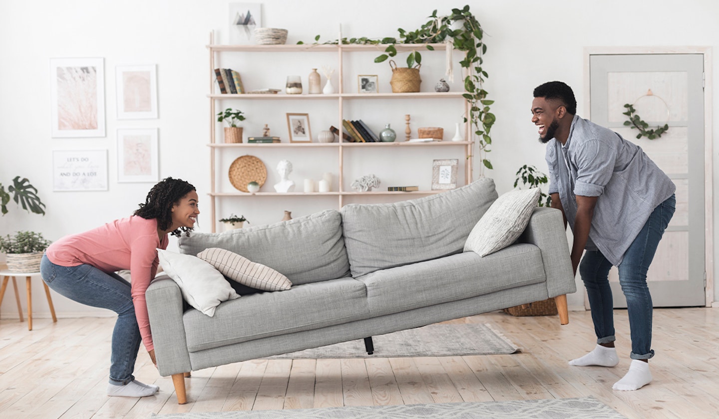 Moving sofa in living room