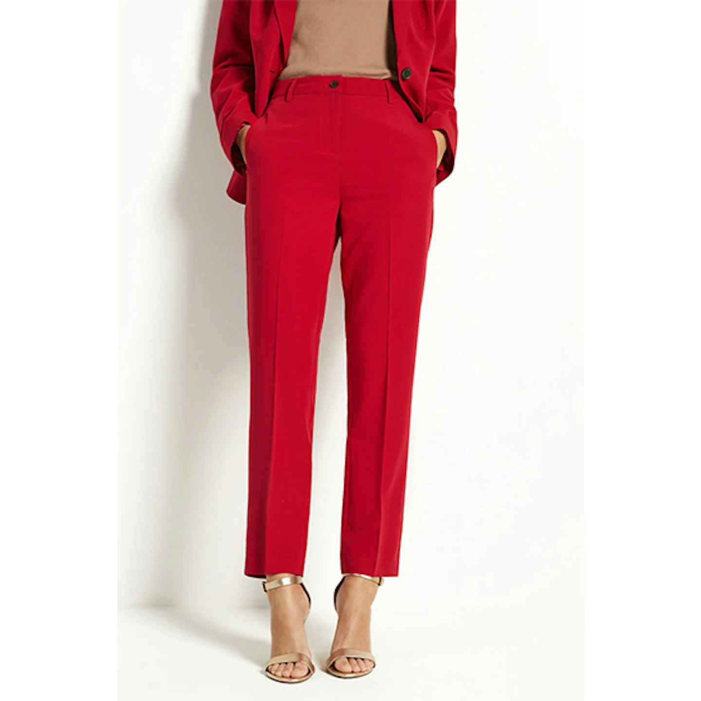Red tailored trousers