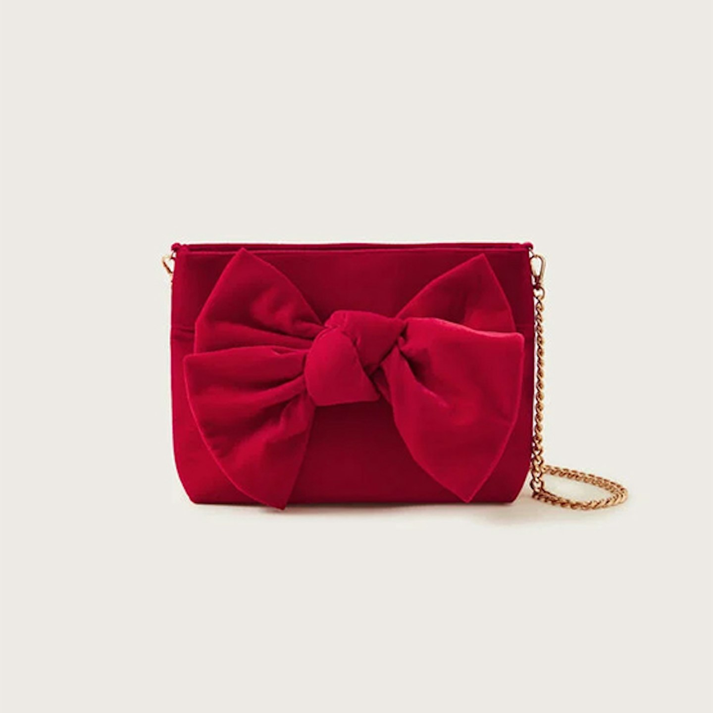 red clutch bag