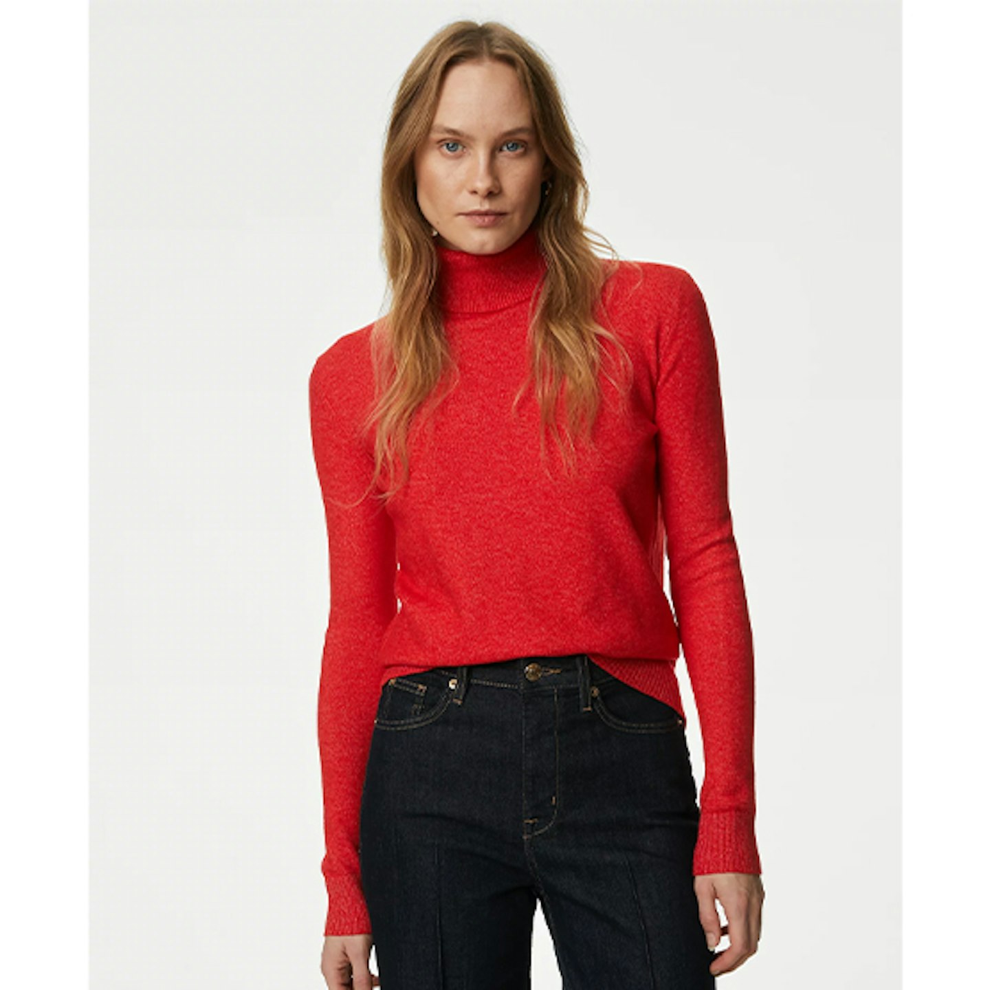 red roll neck jumper