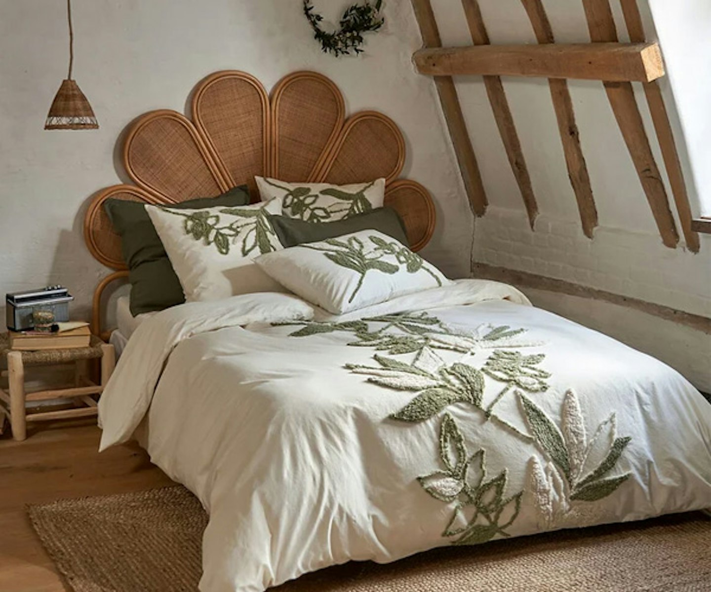 Piana Tufted Botanical 100% Cotton Duvet Cover,