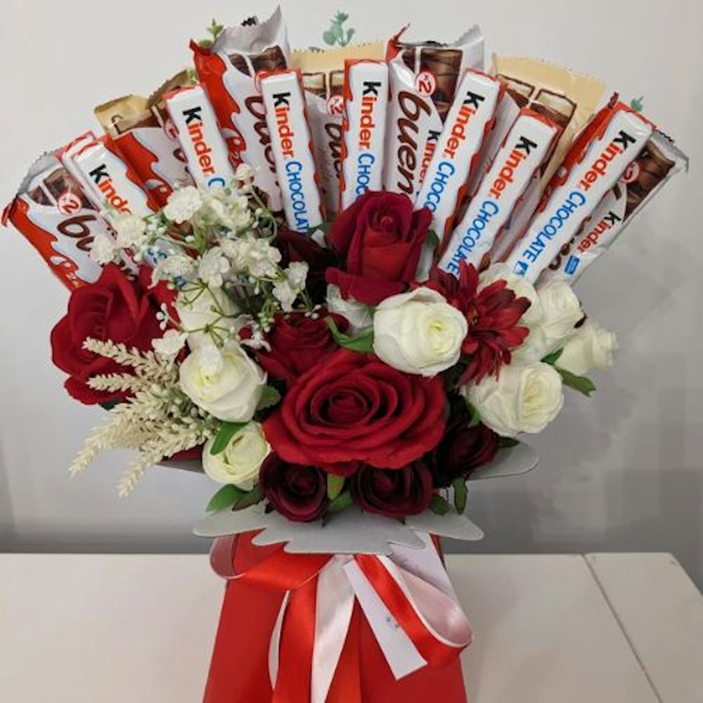 Chocolate Bouquet Kinder & Silk Flowers Bouquet Gift