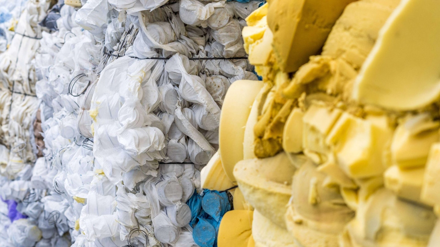 Mattress parts being recycled
