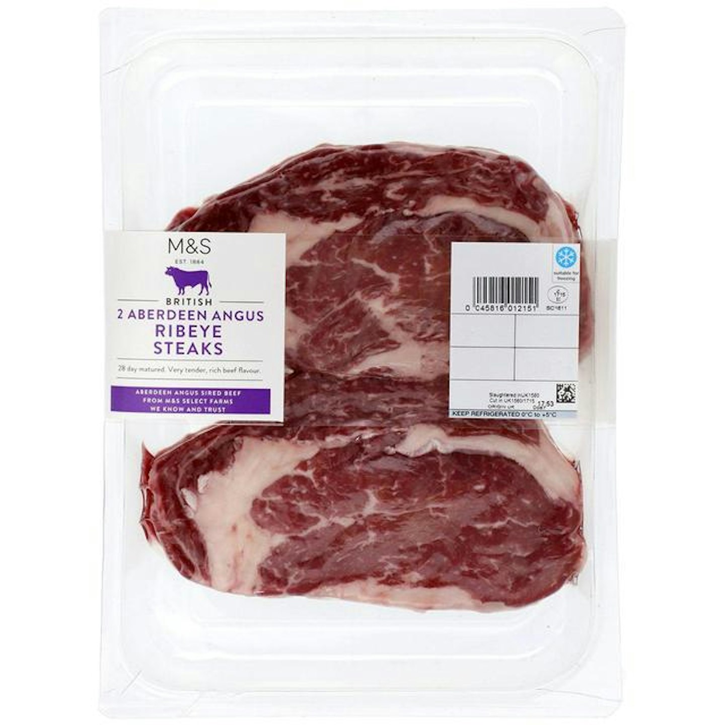 M&S 2 Aberdeen Angus Ribeye Steaks