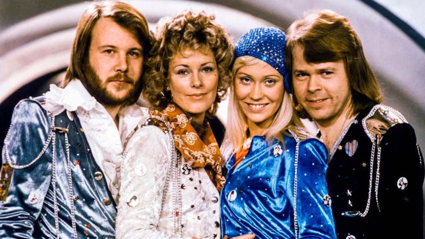 Abba - Left to right Bjorn, Anna Frieda, Agnetha, Benny at the 1974 Eurovision Song Contest