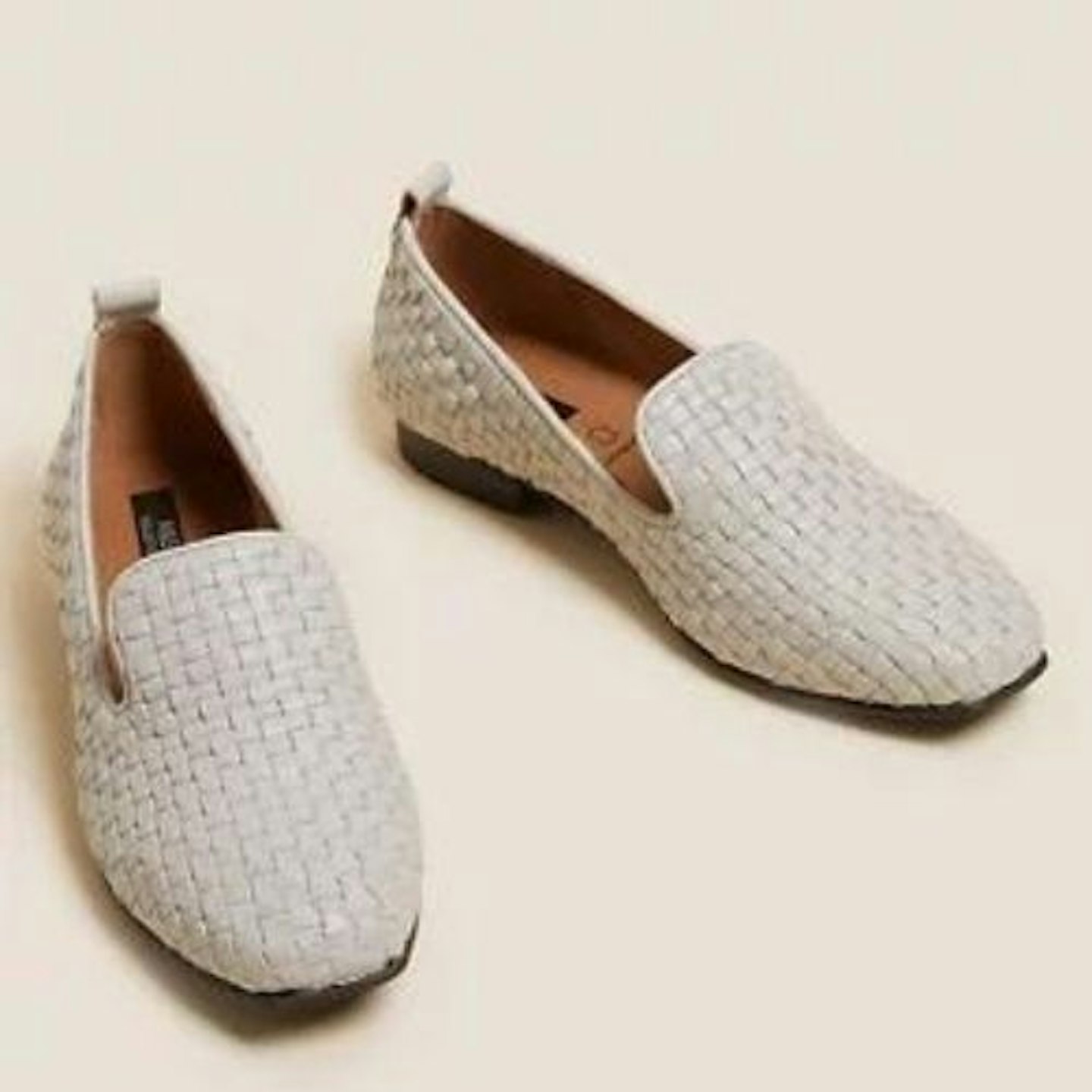 Leather Woven Square Toe Loafers