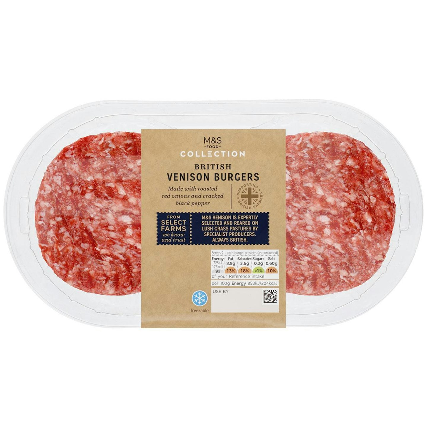 M&S Select Farms 2 Venison Burgers