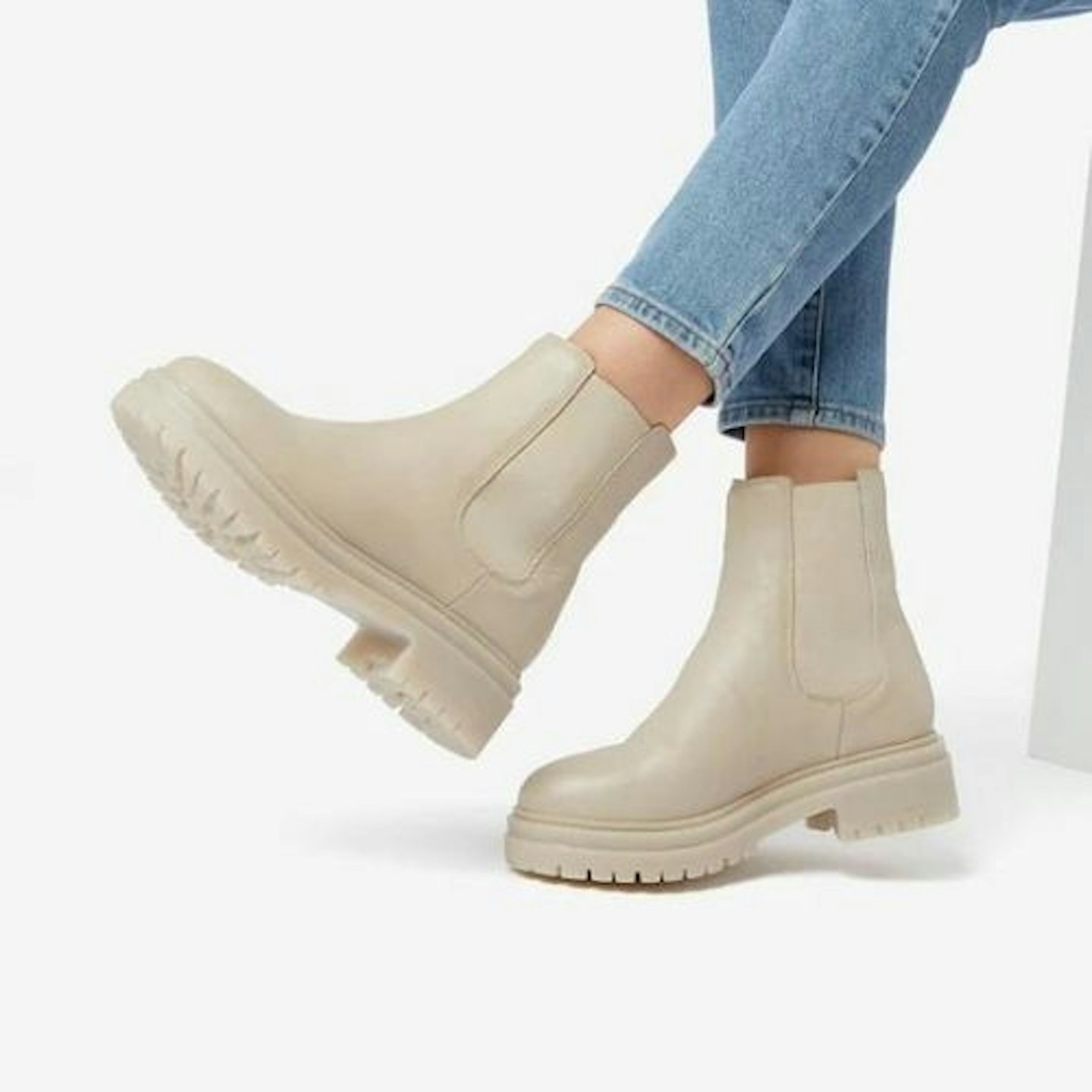 Payslee Chunky Sole Chelsea Boot- Ecru