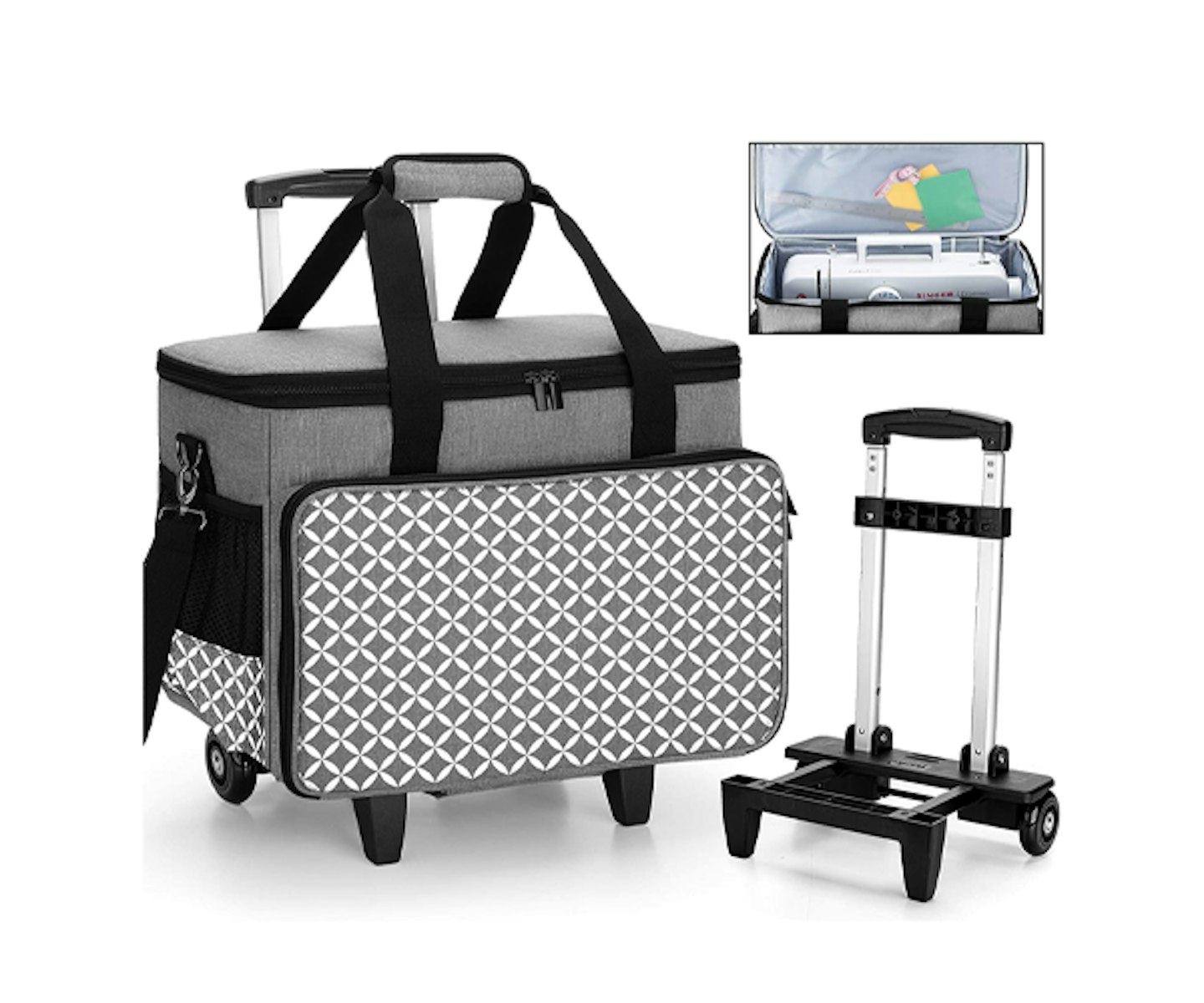 Detachable Rolling Sewing Machine Carrying Case, Trolley Tote Bag