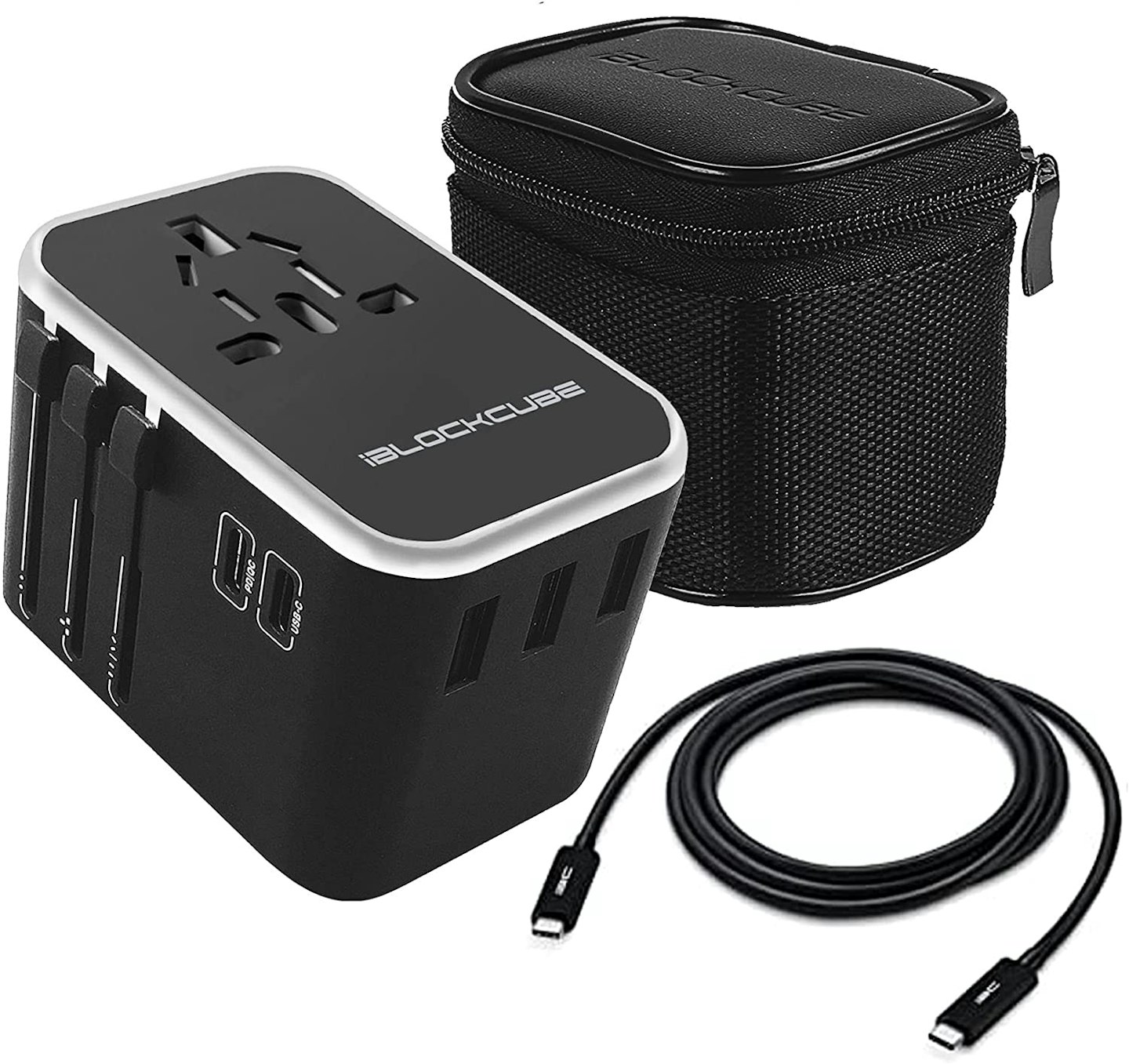 An iBlockCube travel adapter