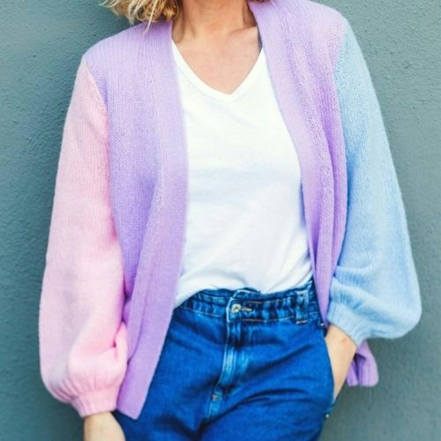 Yvette Cardigan - Lilac, Blue, Pink Block Colour