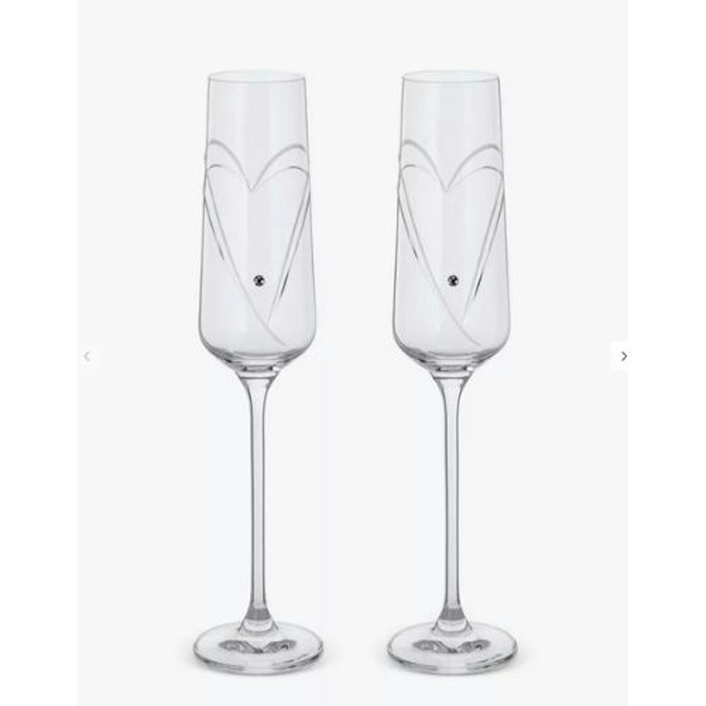 Dartington Crystal Romance Hearts Champagne Flutes