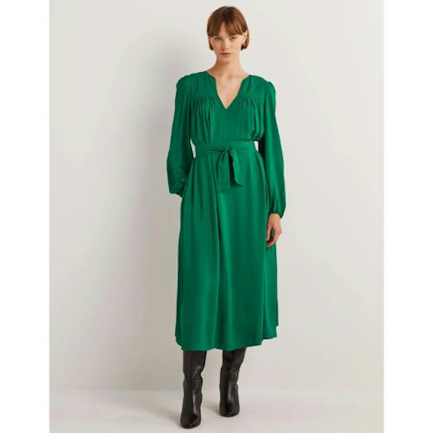 Gathered Yoke Midi Dress