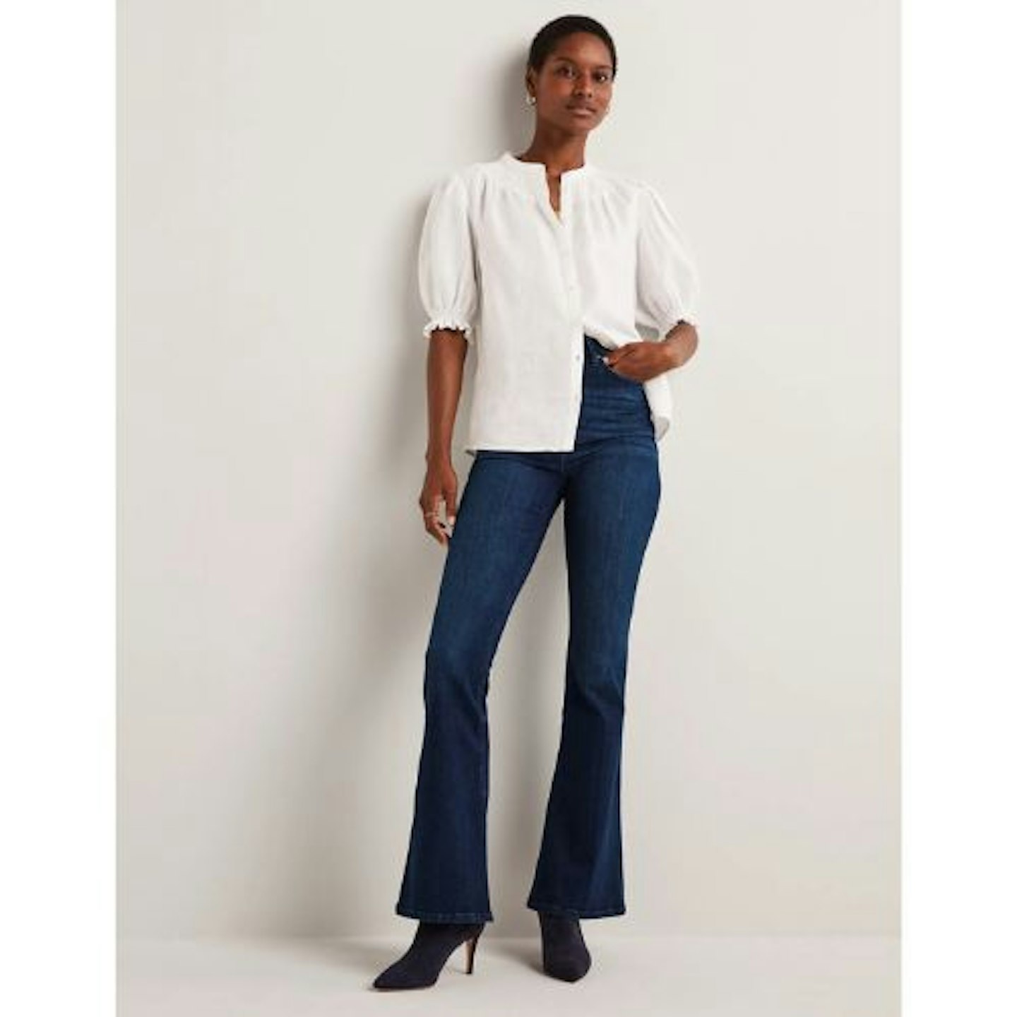 High Rise Fitted Flare Jeans