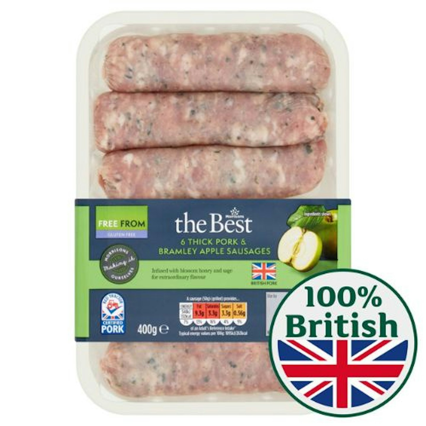 Morrisons The Best Thick Pork & Bramley Apple Sausages