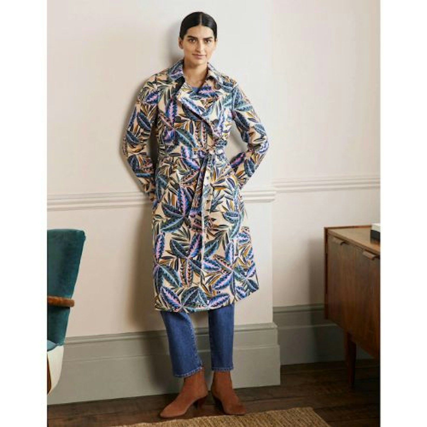 Printed Cotton Trench Coat