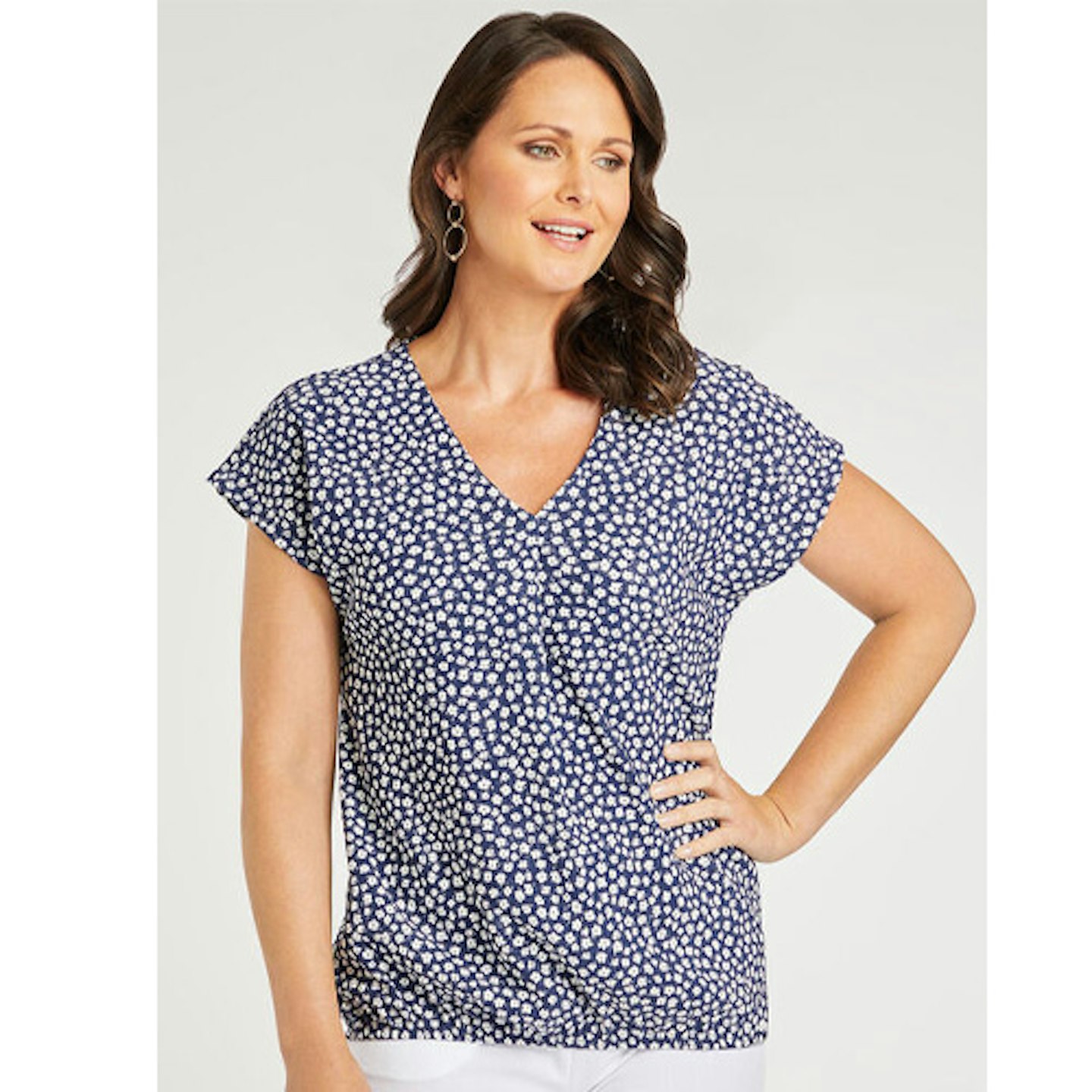 Bubble Hem Textured Daisy Ditsy Top