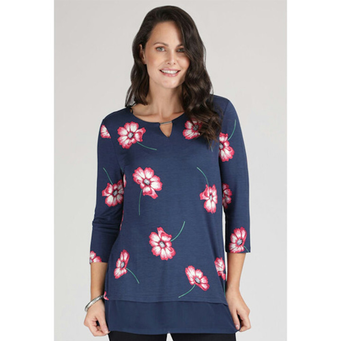 Chiffon Hem Spaced Poppy Tunic