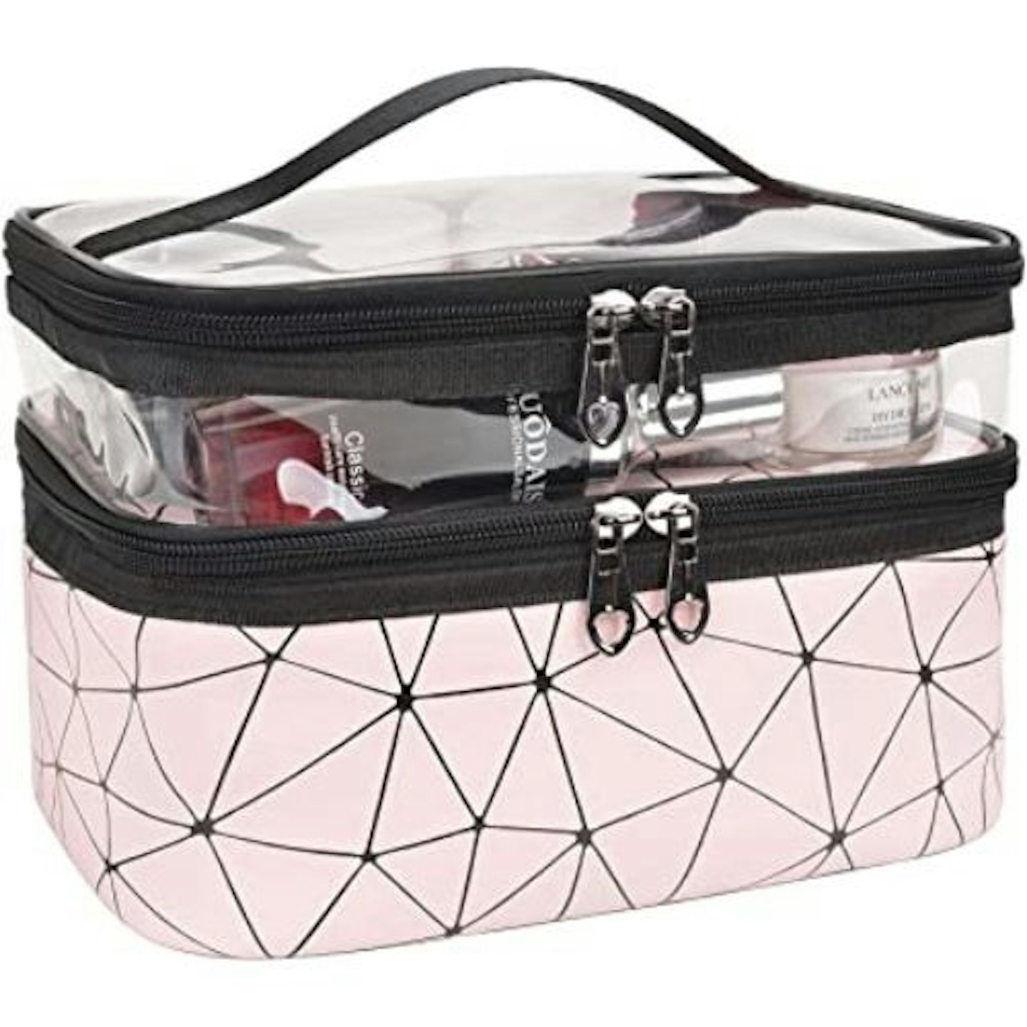 MKPCW Makeup Bags Double layer Travel Cosmetic Case