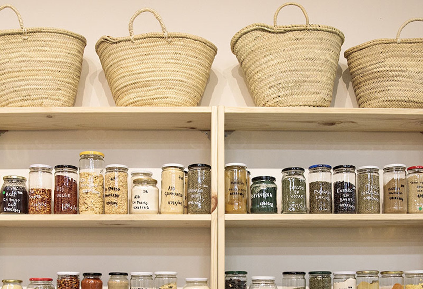 baskets in pantry