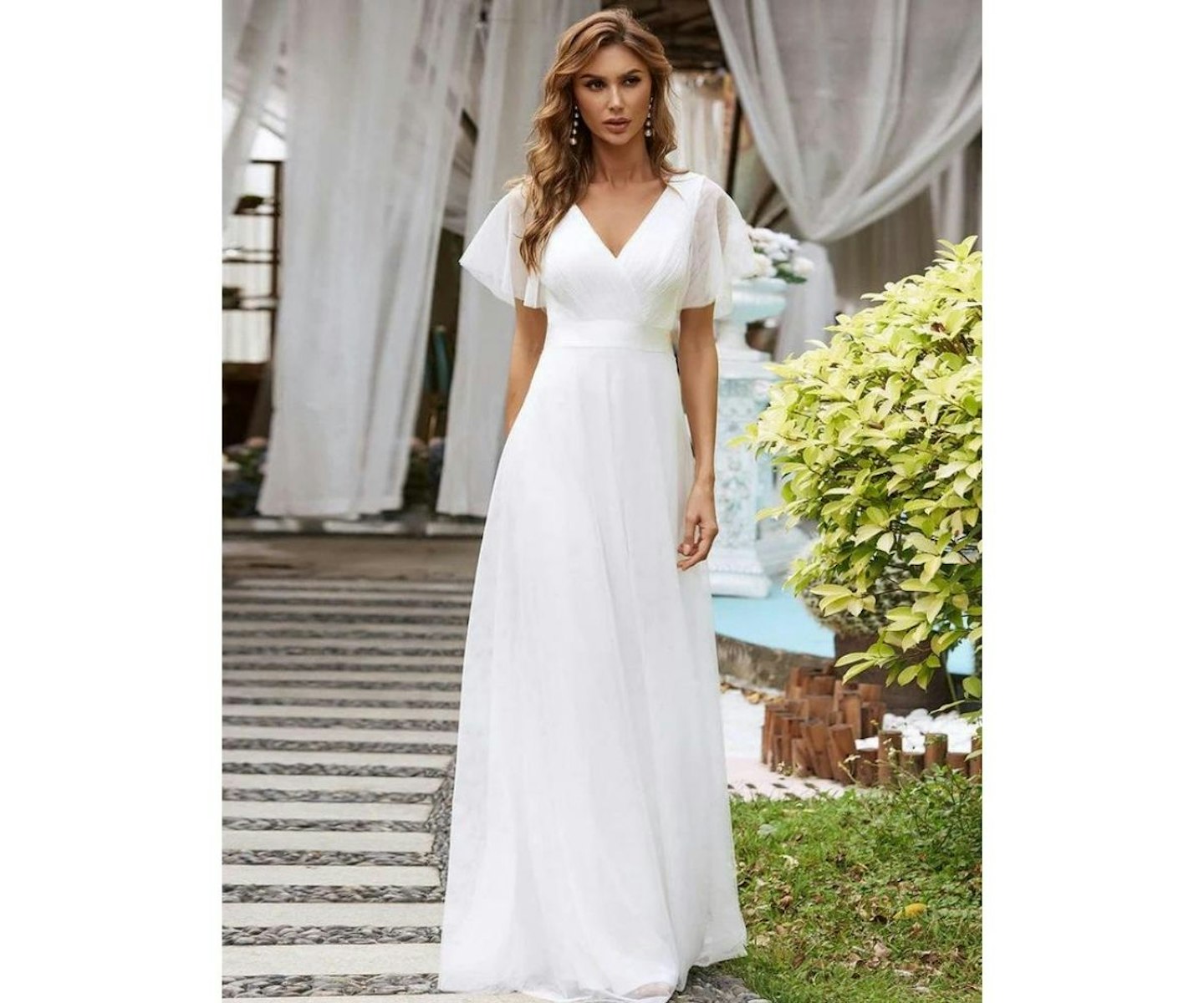 Modest Wedding Dress ANNIE Minimal Wedding Dress Simple Short Sleeves  Wedding Dress Satin Wedding Dress A-line Silhouette Elopement Dress 