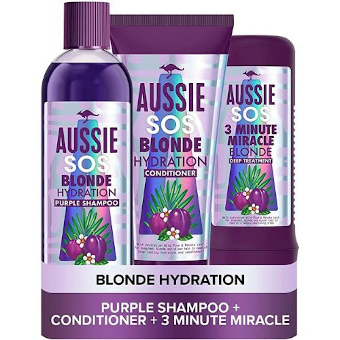 Aussie Blonde Purple Shampoo And Conditioner Set + Hair Mask