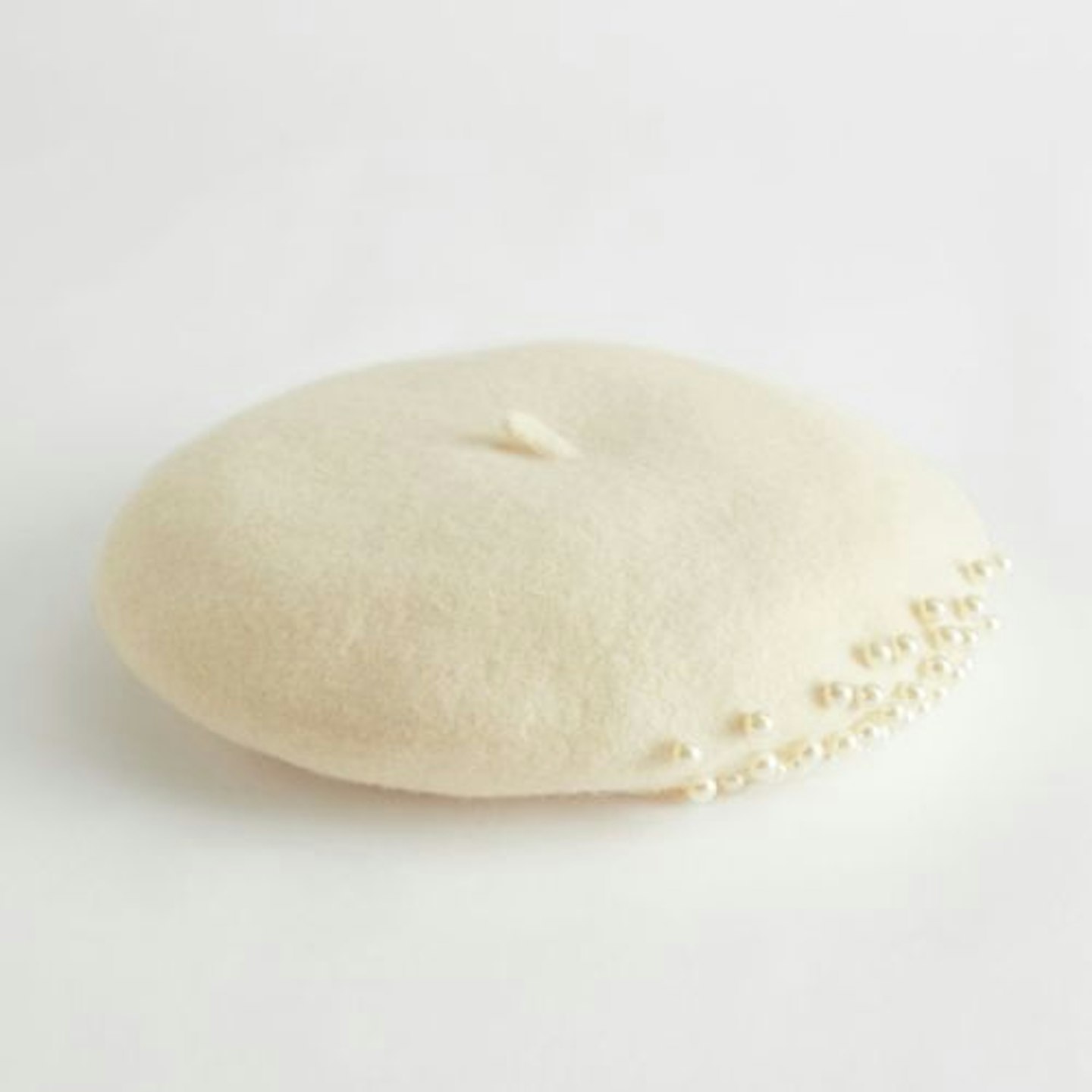 Pearl Embellished Wool Beret