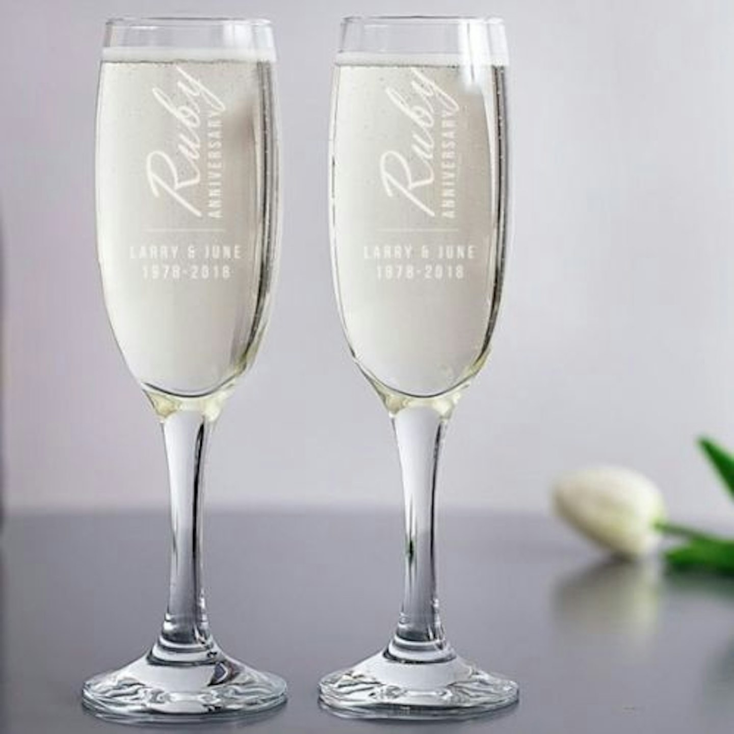 Personalised Ruby Anniversary Champagne Flutes