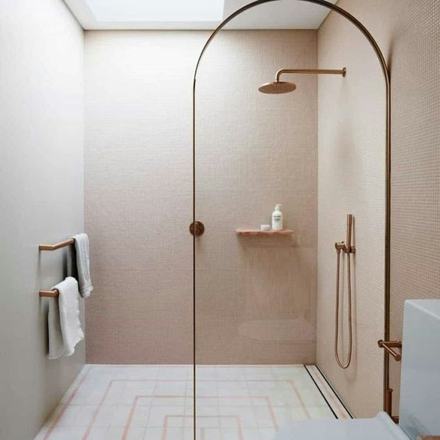 arched walk-in shower