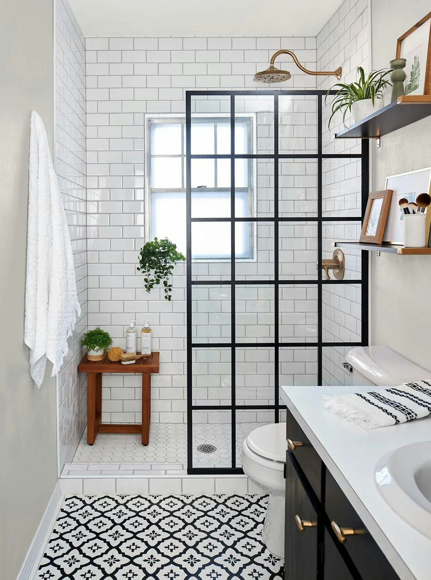 paneled walk-in shower