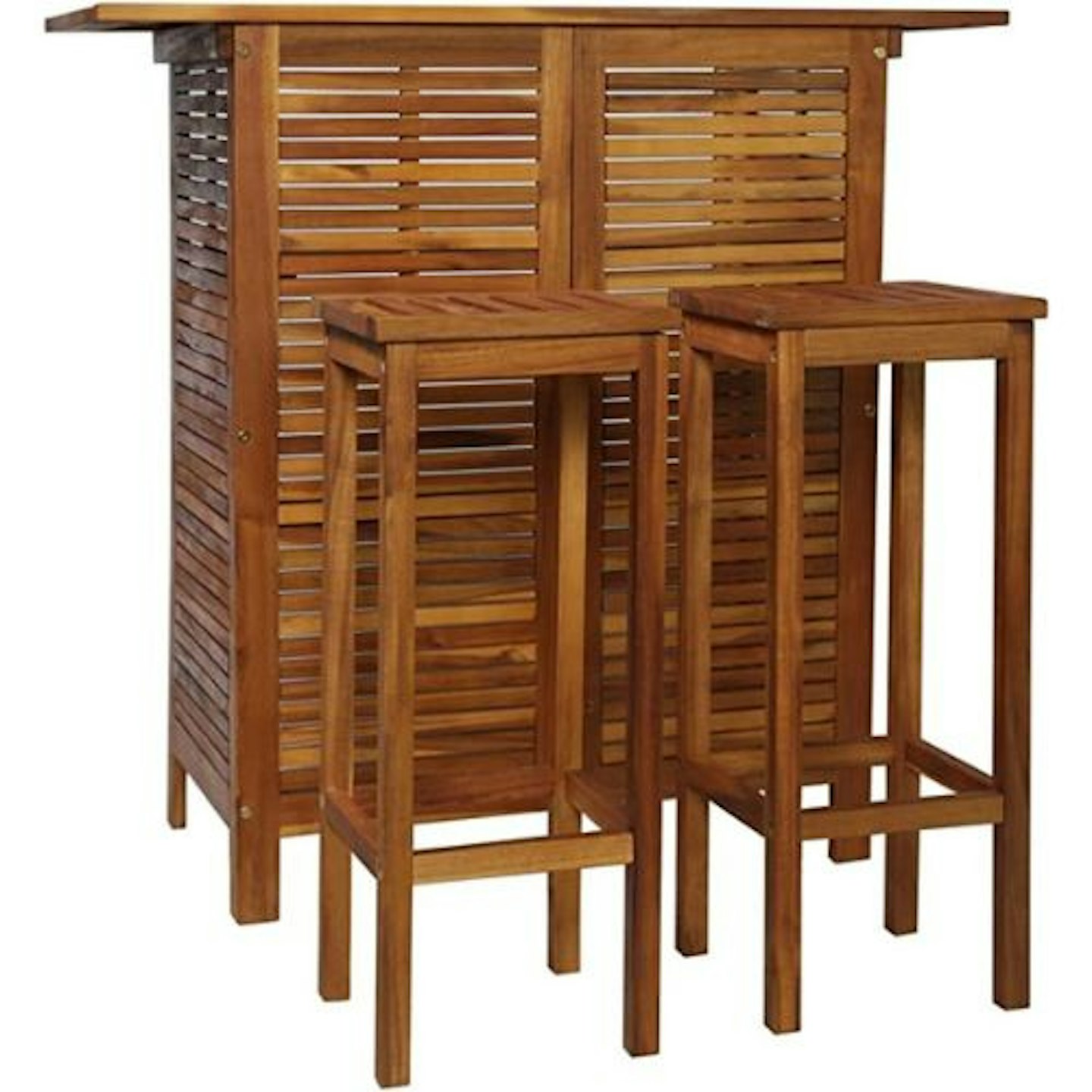 vidaXL Solid Acacia Wood Bar Table and Chair Set 3 Piece Dining Furniture