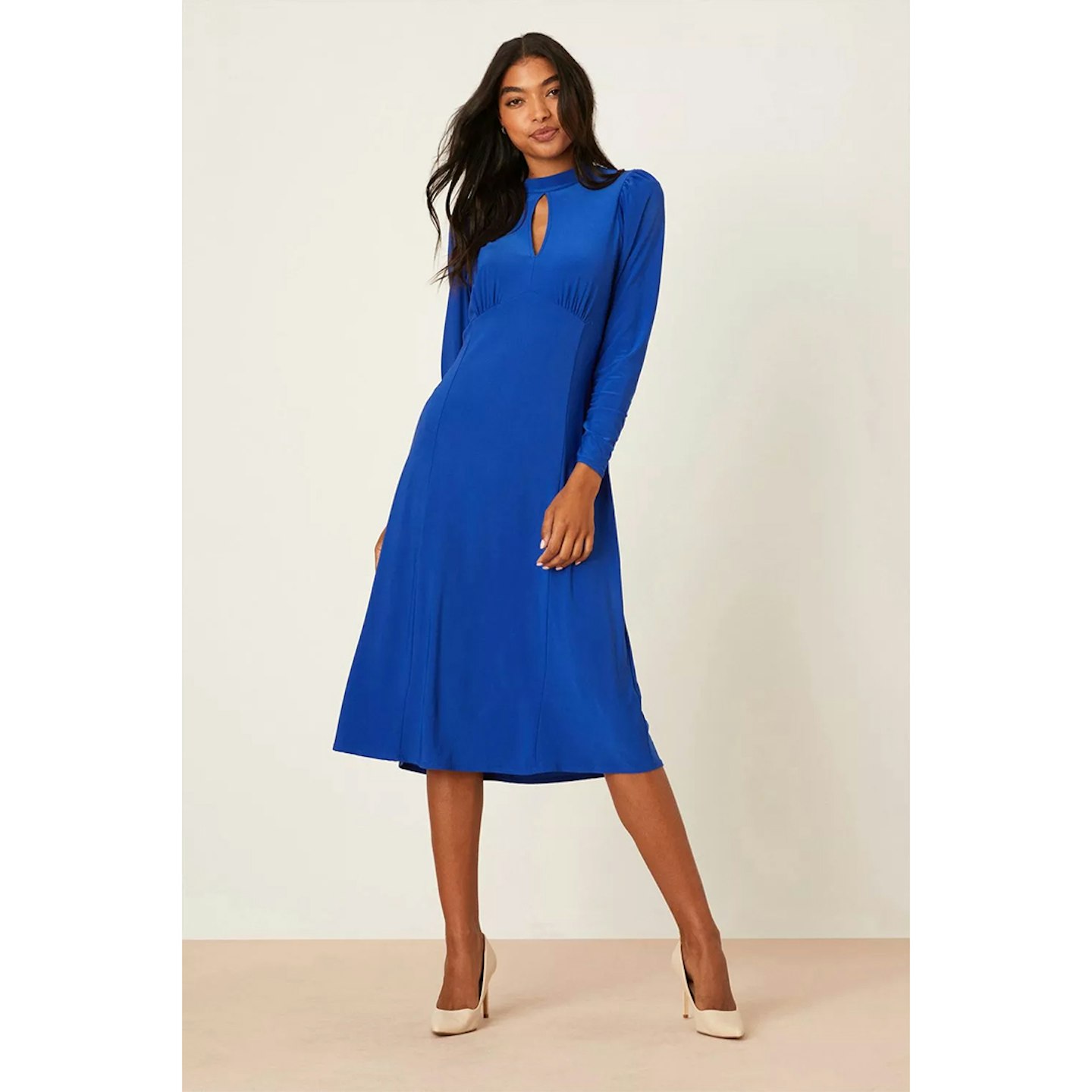 Blue Keyhole Midi Dress