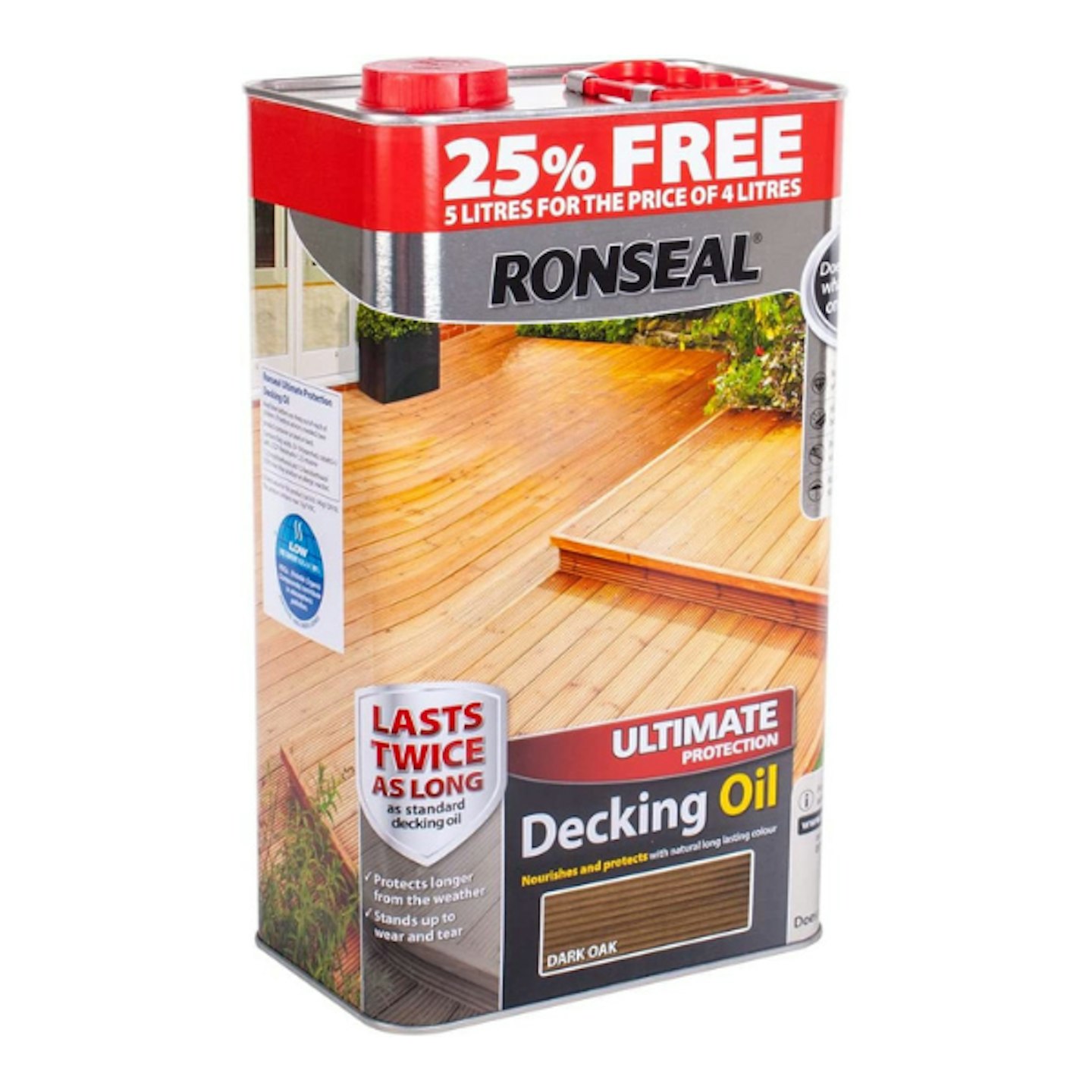 Ronseal RSLUDODO4LAV Ultimate Protection Decking Oil, Dark Oak, 5 Litre