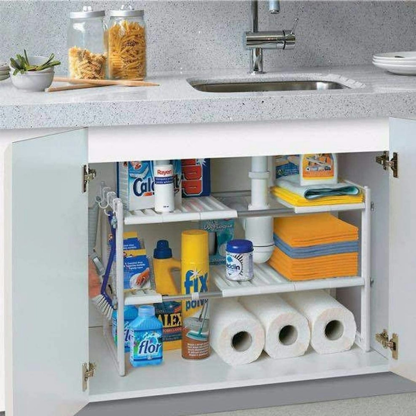 Warmiehomy 2 Tier Extendable Sink Shelf