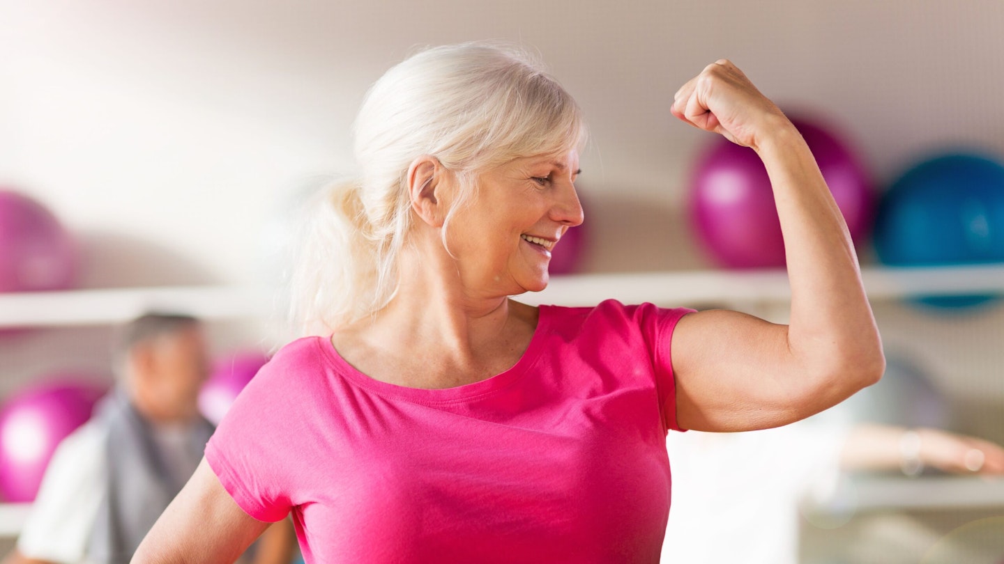 Woman showing her bicep