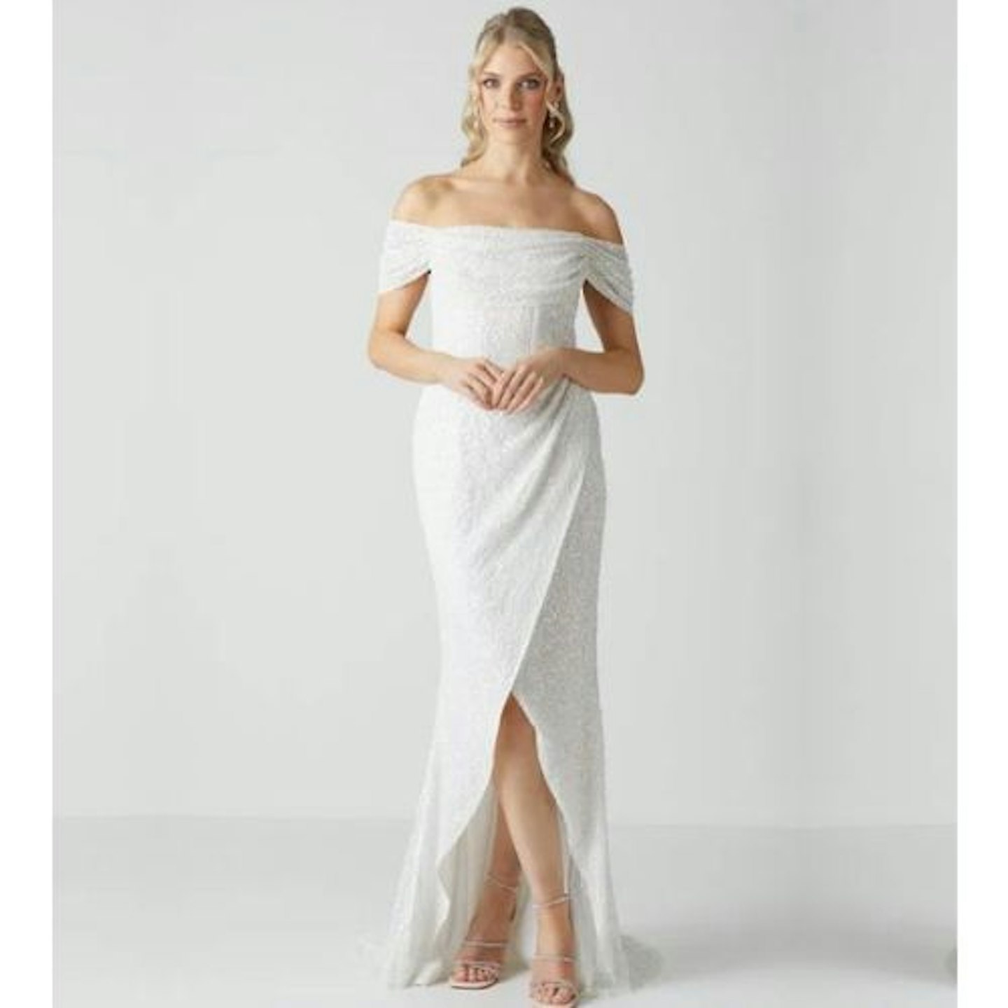 Coast Sequin Bardot Wrap Skirt Wedding Dress