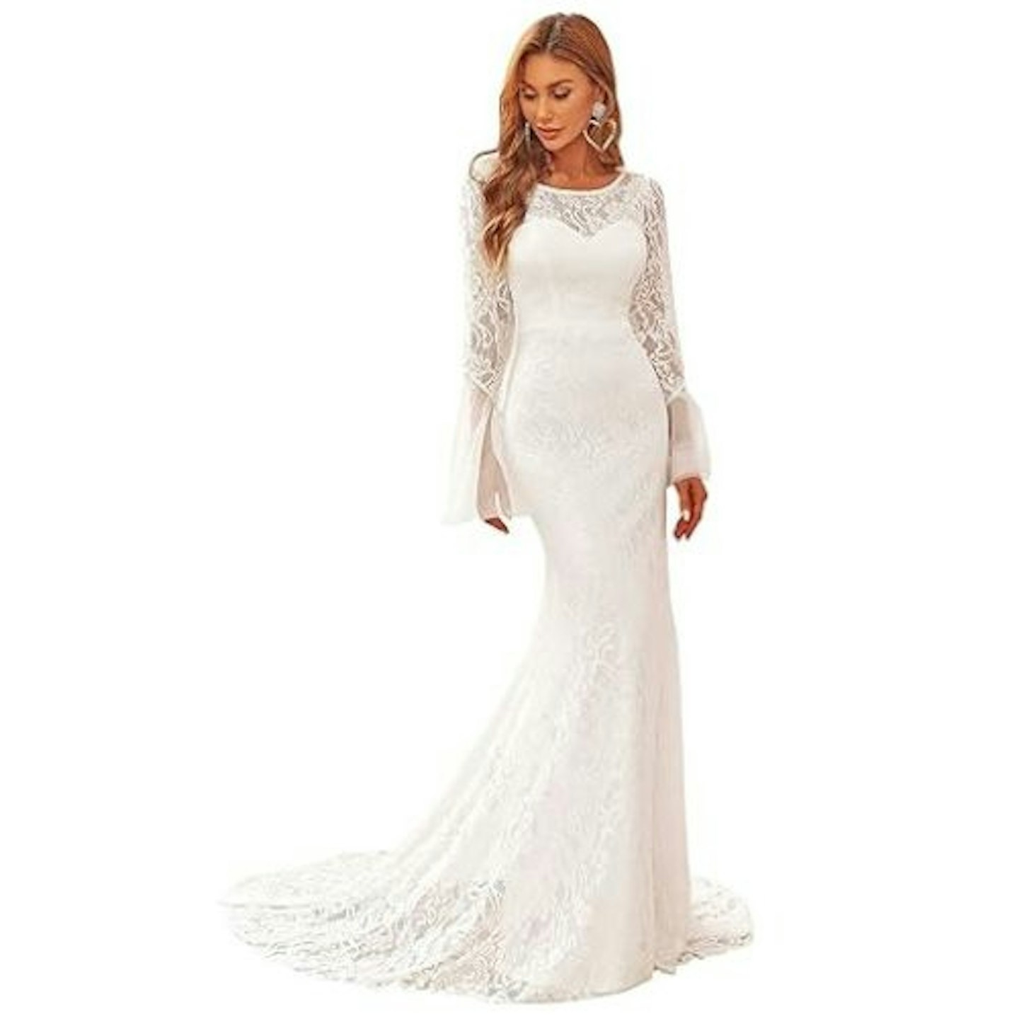 Ever Pretty Romantic V Back Mermaid Lace Wedding Dress