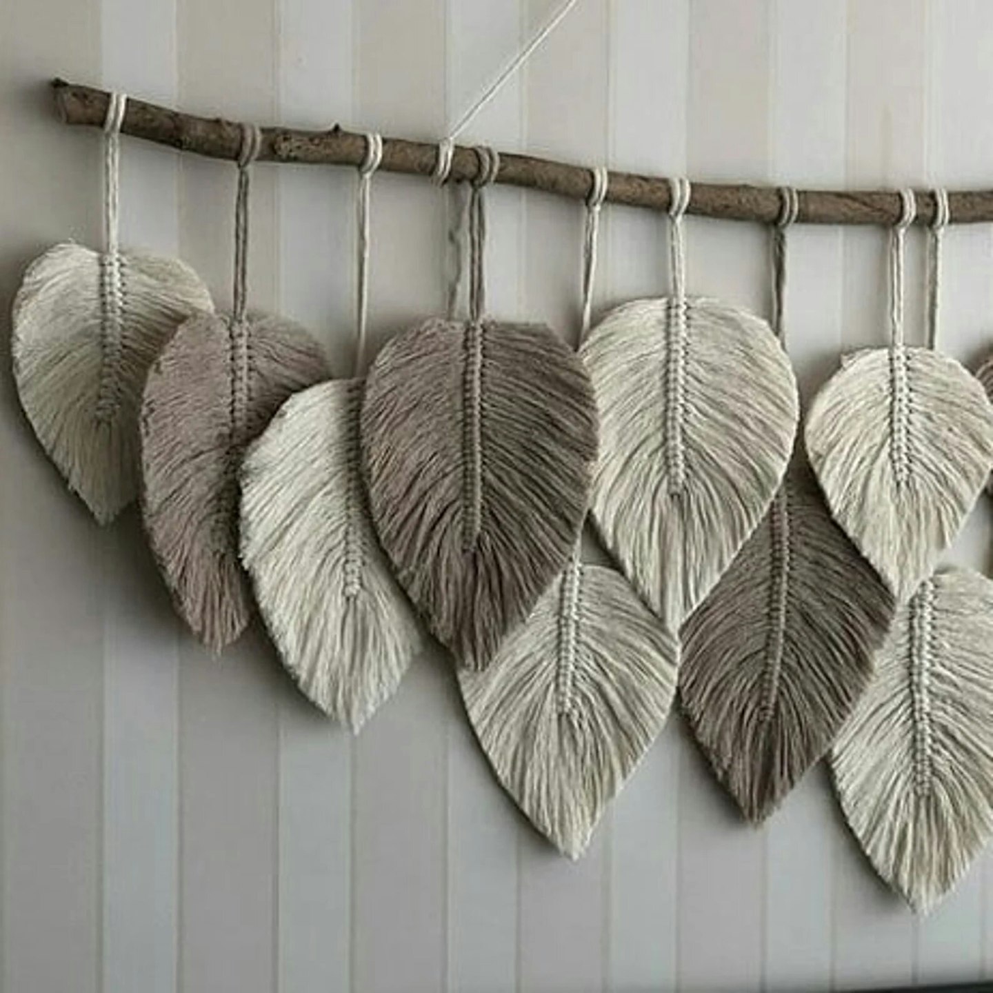 Feather, Leaves, Macrame Wall Hanging