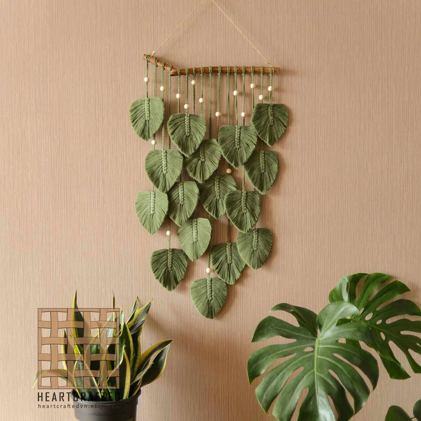 Green Leaves Macrame Wall Hanging, Etsy