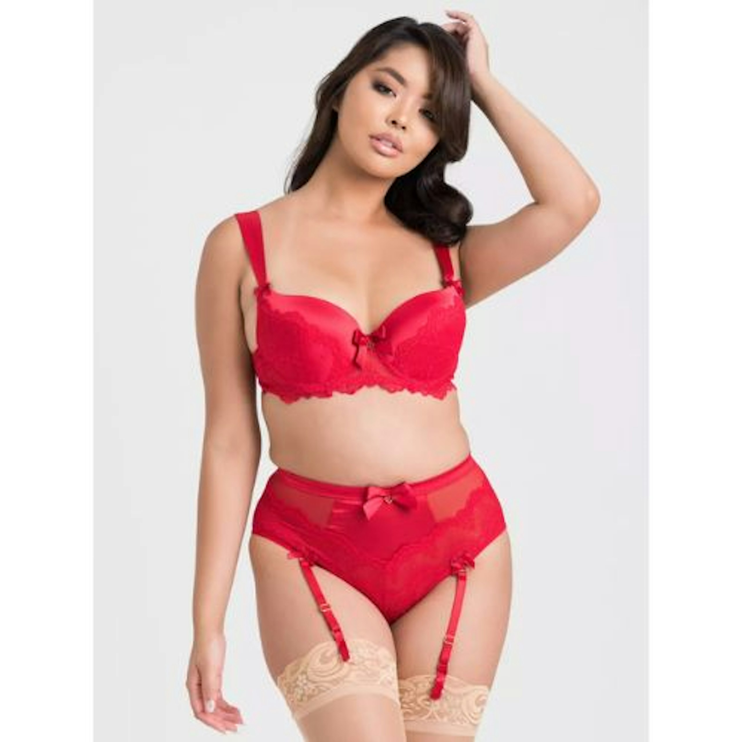 Lovehoney Moonlight Desire Red Satin Crotchless Bra Set