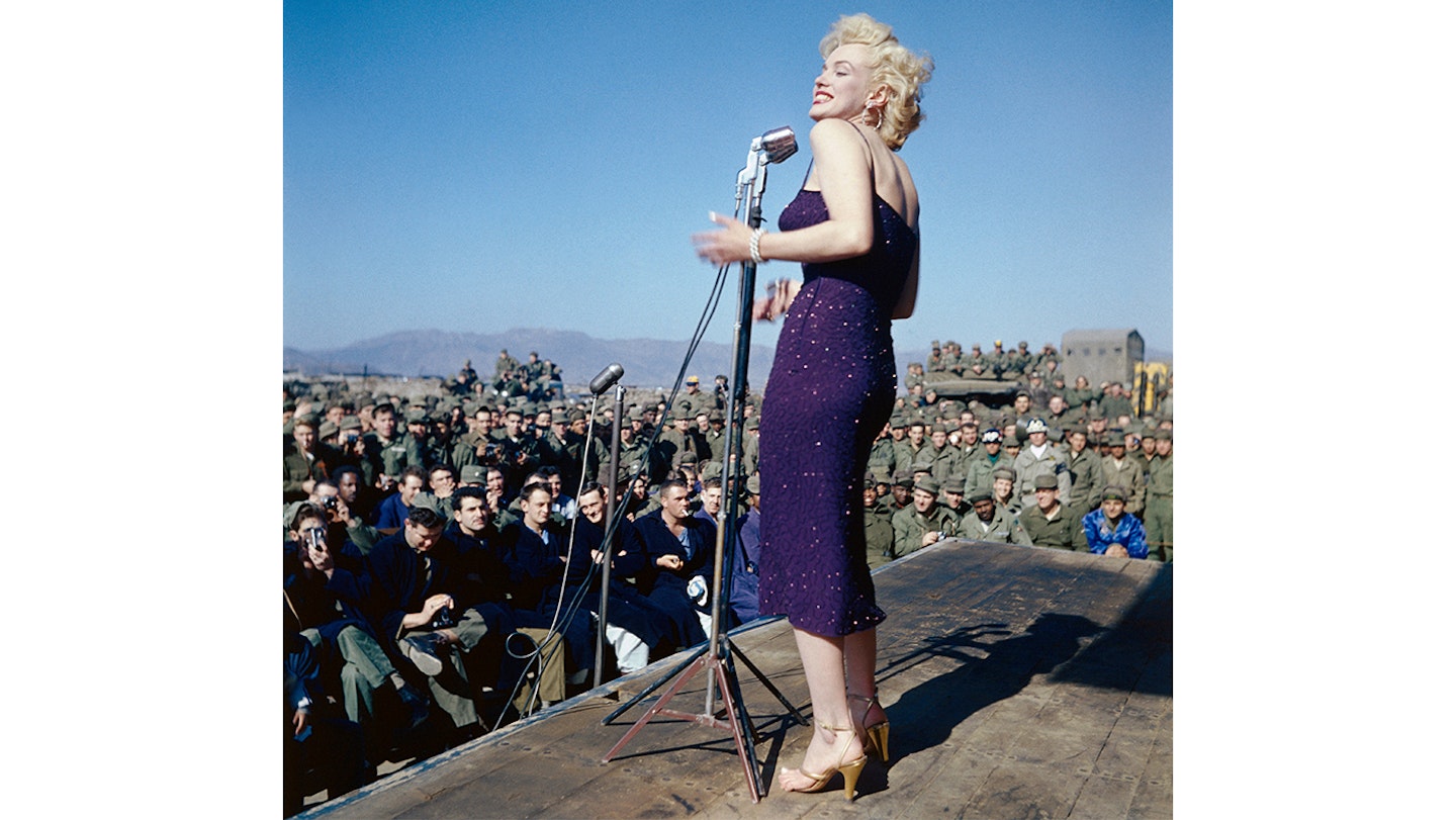 Marilyn monroe dress singing to troops