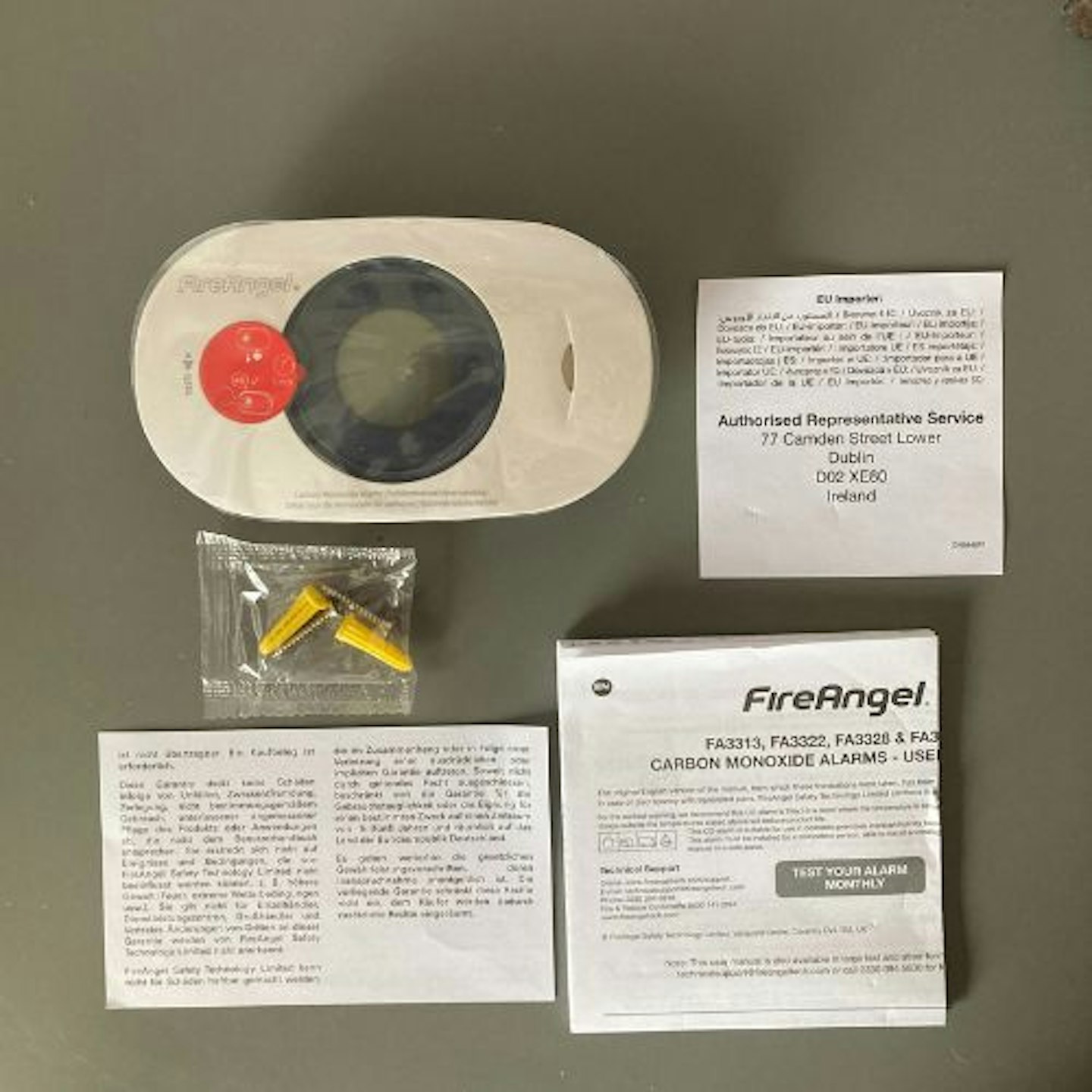 FireAngel Digital Carbon Monoxide Detector contents