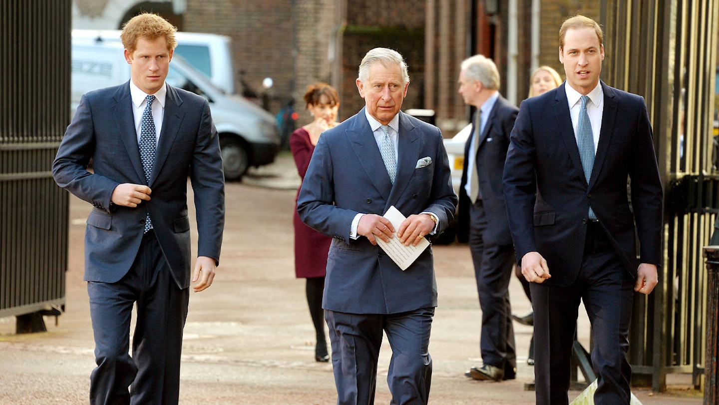 King Charles with Prince Harry and Prince William