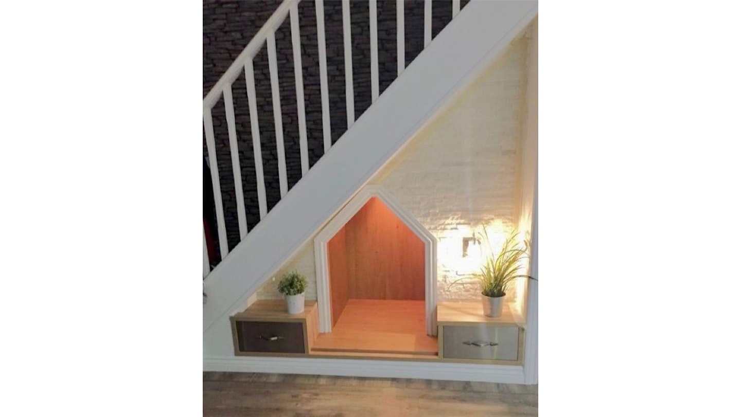 Under stairs pet room