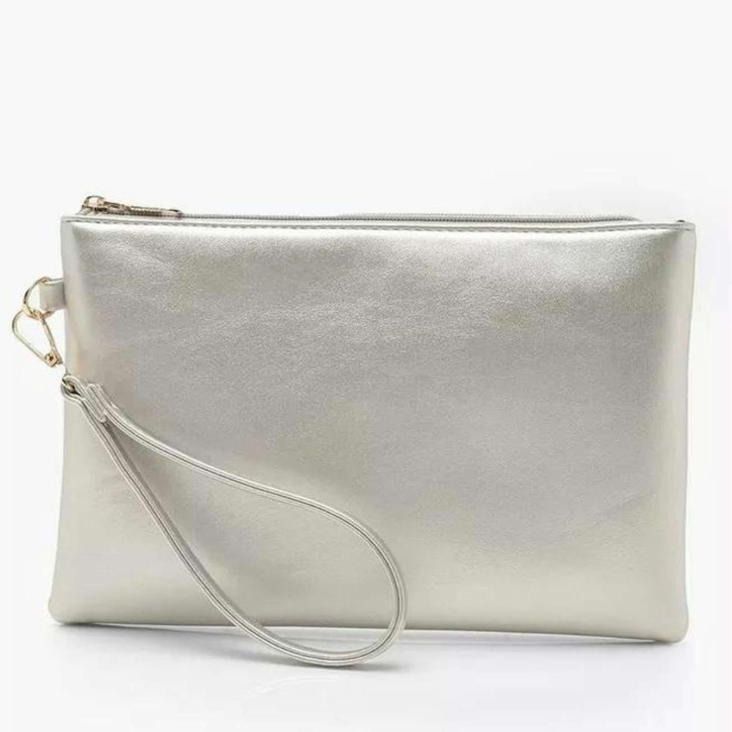 Metallic Smooth Silver Clutch Bag